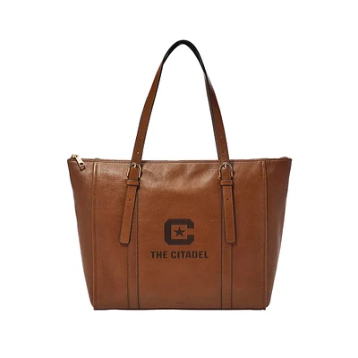 Fossil  Brown Citadel Bulldogs Carlie Leather Tote