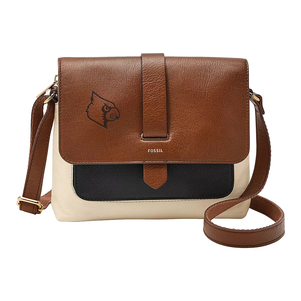 Fossil Brown Louisville Cardinals Kinley Leather Small Crossbody Bag