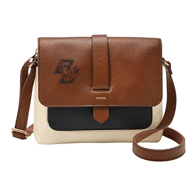 Fossil  Brown Boston College Eagles Kinley Leather Small Crossbody Bag
