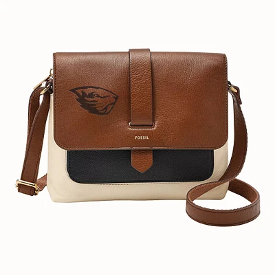 Fossil  Brown Oregon State Beavers Kinley Leather Small Crossbody Bag