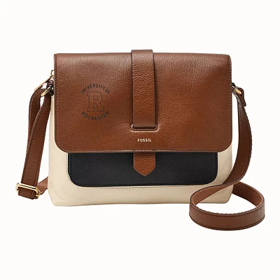 Fossil  Brown Rochester Yellow Jackets Kinley Leather Small Crossbody Bag