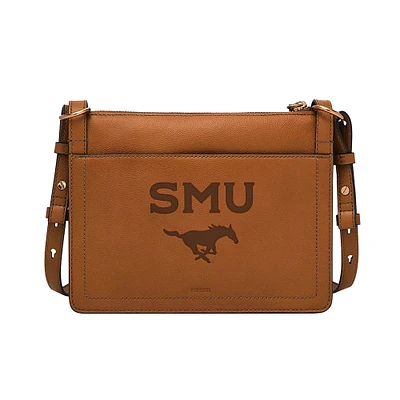 Fossil  SMU Mustangs Taryn Leather Crossbody Bag
