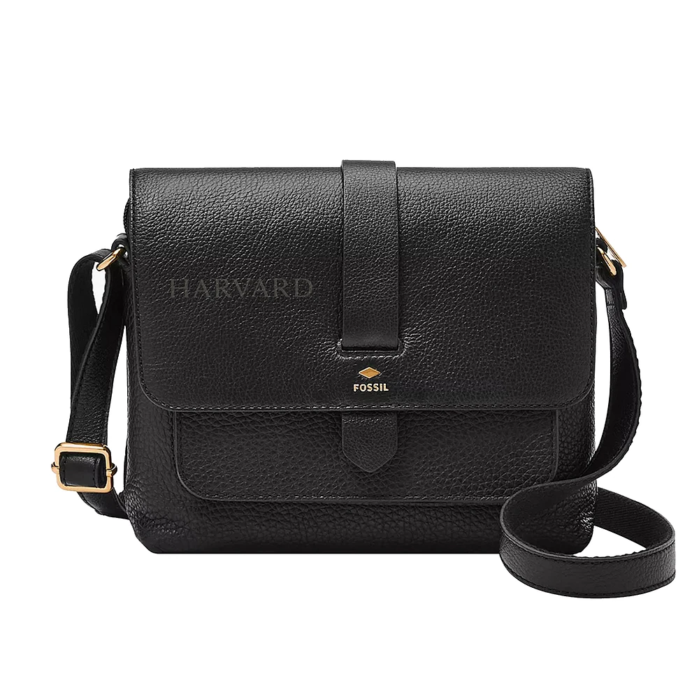Fossil Black Harvard Crimson Kinley Leather Small Crossbody Bag