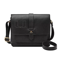 Fossil  Black Miami Hurricanes Kinley Leather Small Crossbody Bag