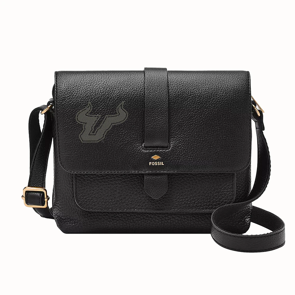 Fossil Black South Florida Bulls Kinley Leather Small Crossbody Bag