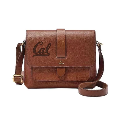 Fossil  Brown Cal Bears Kinley Leather Small Crossbody Bag
