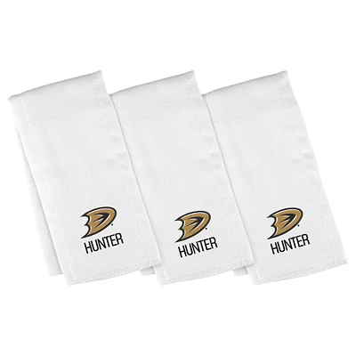 Infant Chad & Jake White Anaheim Ducks Personalized Burp Cloth Three-Pack Set