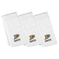 Infant Chad & Jake White Anaheim Ducks Personalized Burp Cloth Three-Pack Set