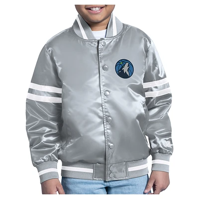 Youth Starter Gray Minnesota Timberwolves City Team Logo Varsity Full-Snap Jacket