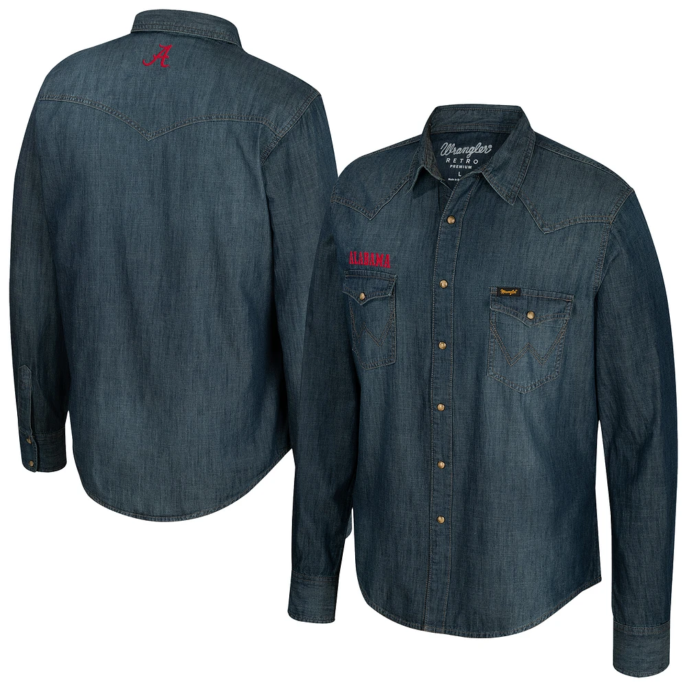 Men's Wrangler Denim Alabama Crimson Tide Full-Snap Long Sleeve Shirt