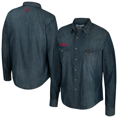 Men's Wrangler  Denim Alabama Crimson Tide Full-Snap Long Sleeve Shirt
