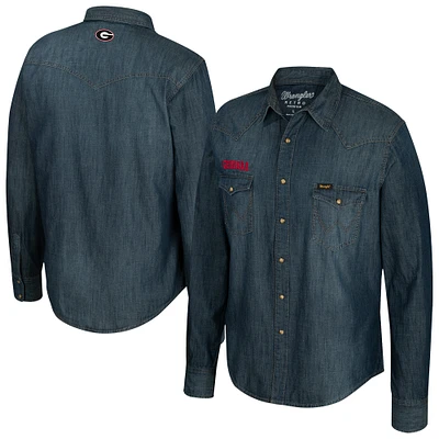Men's Wrangler  Denim Georgia Bulldogs Full-Snap Long Sleeve Shirt