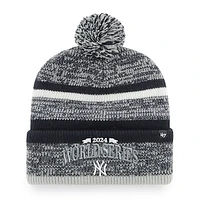 Men's '47 Navy New York Yankees 2024 American League Champions Northward Cuffed Knit Hat with Pom