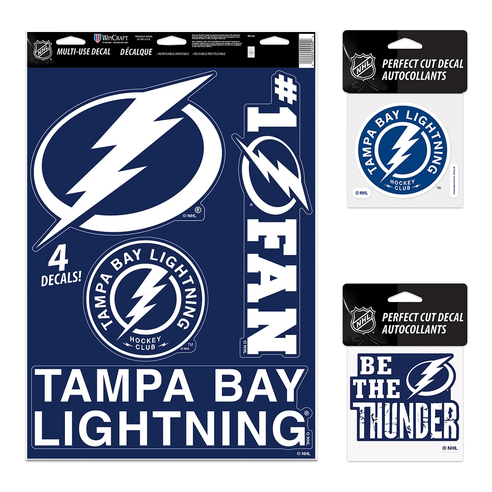 WinCraft Tampa Bay Lightning Decal Variety Pack