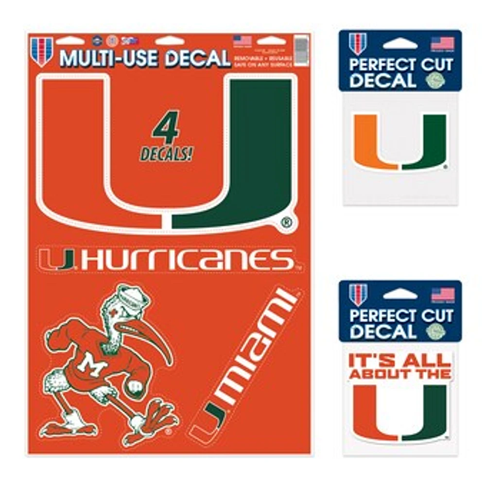 WinCraft Miami Hurricanes Decal Variety Pack