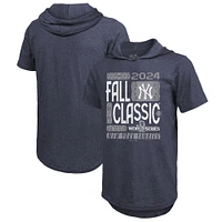 Men's Majestic Threads Navy New York Yankees 2024 World Series Tri-Blend Hoodie T-Shirt