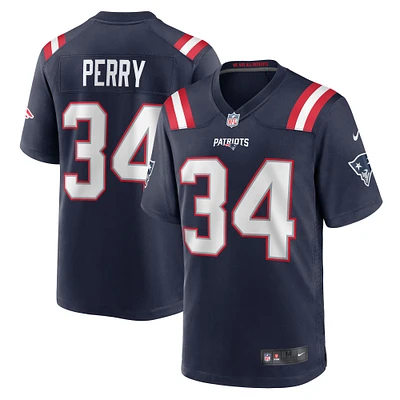 Men's Nike Mark Perry  Navy New England Patriots Team Game Jersey