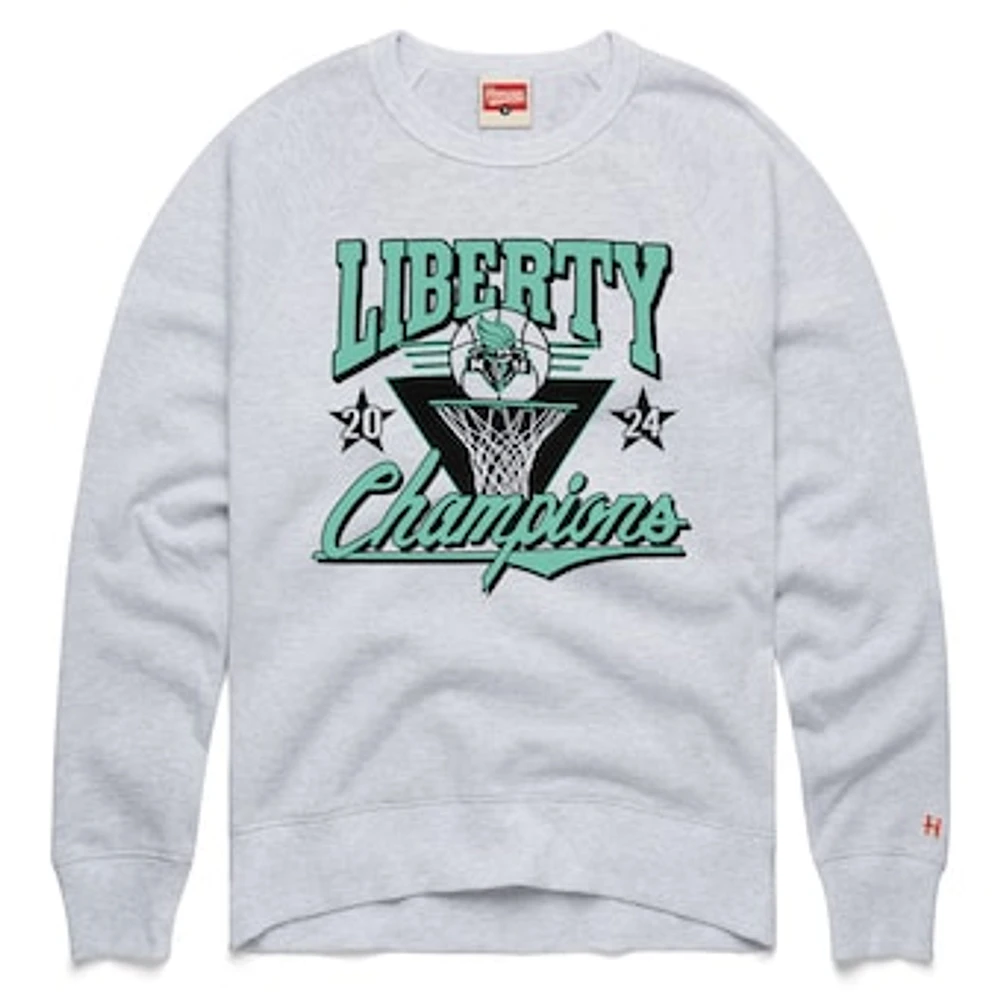 Unisex Homage Ash New York Liberty 2024 WNBA Finals Champions Tri-Blend Pullover Sweatshirt