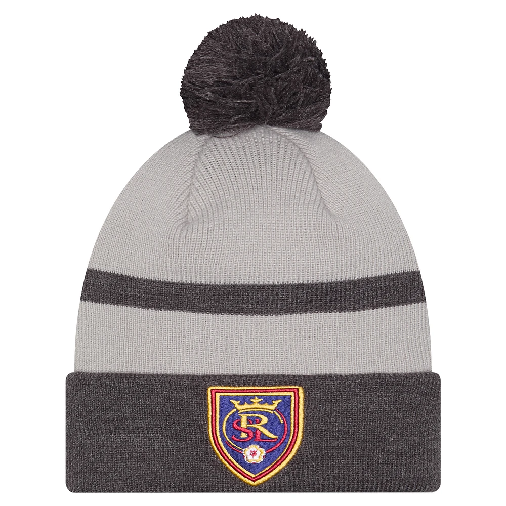 Men's New Era  Gray Real Salt Lake 2025 Kickoff Cuffed Knit Hat with Pom