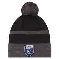 Men's New Era  Black San Jose Earthquakes 2025 Kickoff Cuffed Knit Hat with Pom