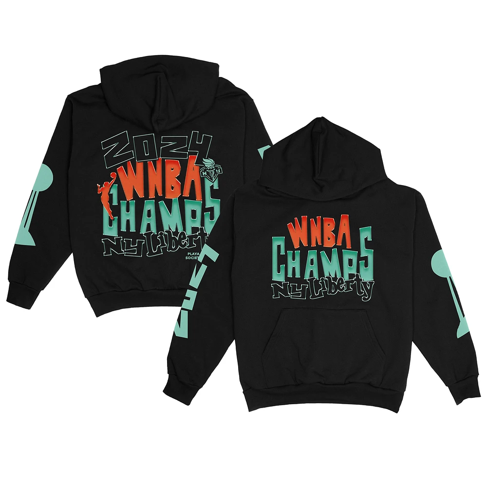 Unisex Playa Society Black New York Liberty 2024 WNBA Finals Champions Premium Pullover Hoodie