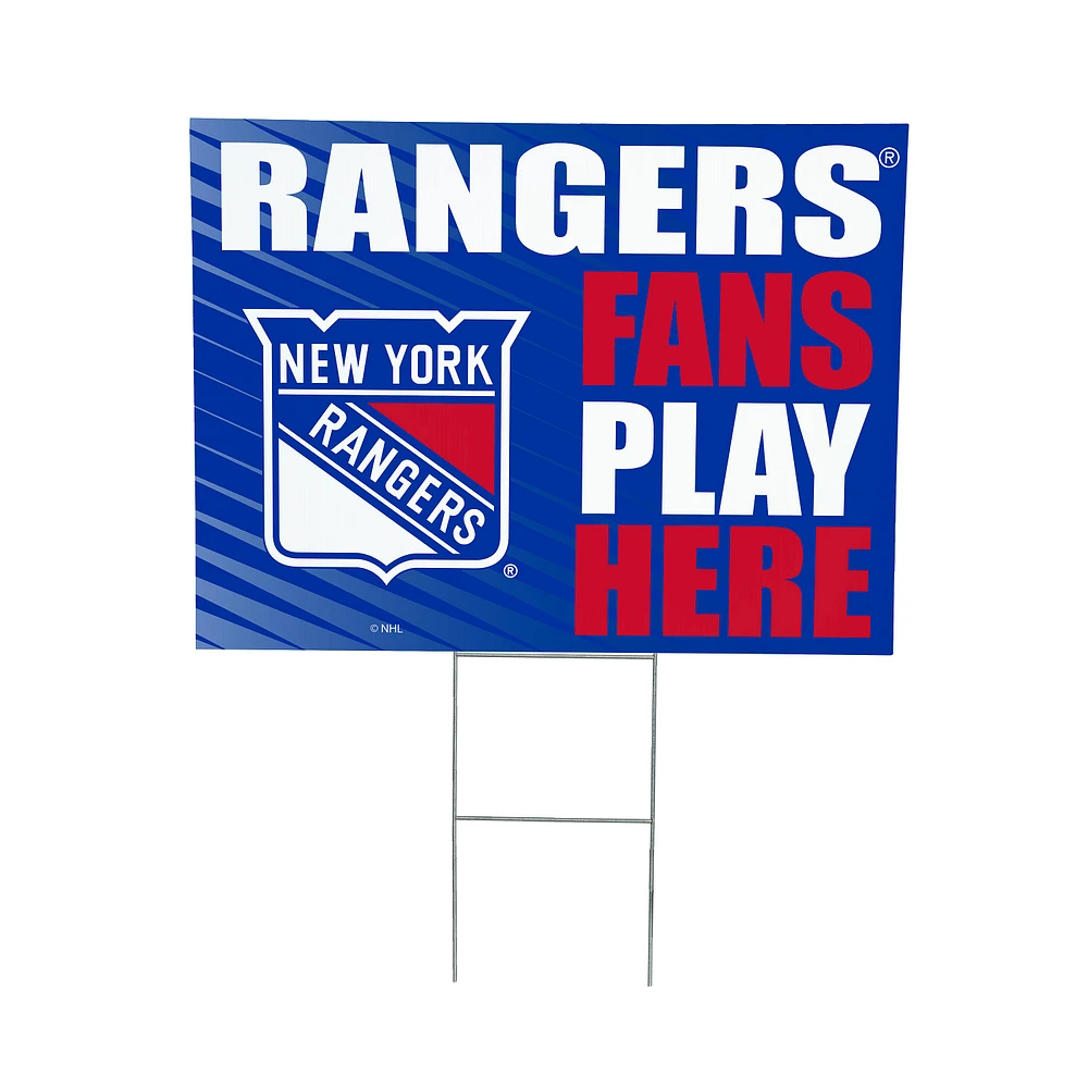 New York Rangers 18" x 24" Fans Play Here Outdoor Yard Sign