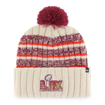 Men's '47  Natural Super Bowl LIX Tavern Cuffed Knit Hat with Pom