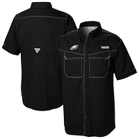 Men's Columbia Black Philadelphia Eagles Low Drag Offshore Omni-Wick Button-Up Shirt