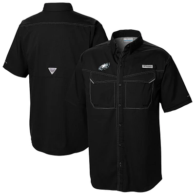 Men's Columbia Black Philadelphia Eagles Low Drag Offshore Omni-Wick Button-Up Shirt