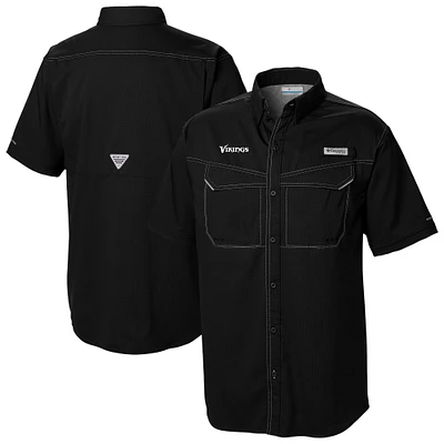 Men's Columbia Black Minnesota Vikings Low Drag Offshore Omni-Wick Button-Up Shirt