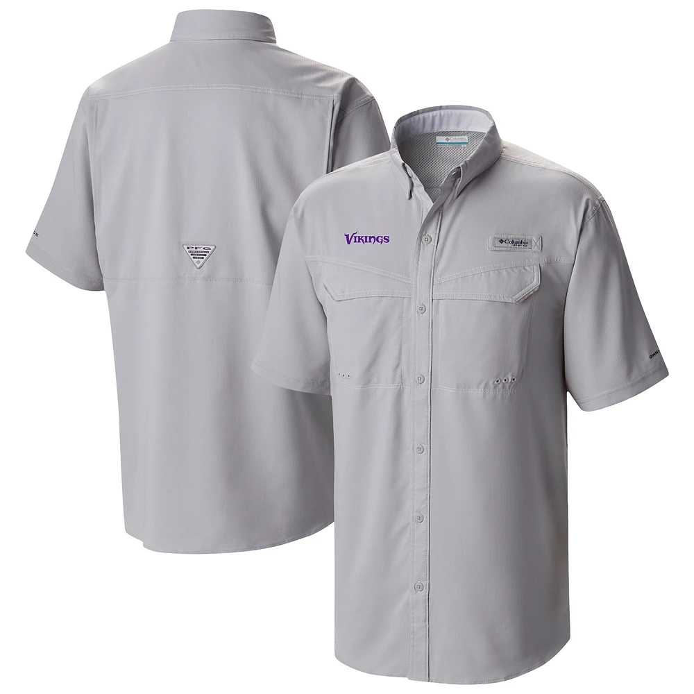 Men's Columbia Gray Minnesota Vikings Low Drag Offshore Omni-Wick Button-Up Shirt