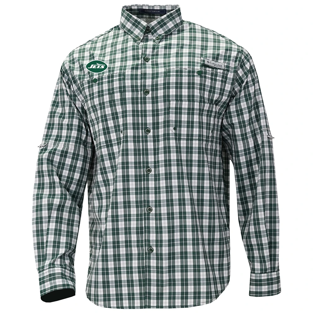 Men's Columbia Green New York Jets Super Slack Tide Long Sleeve Button-Up