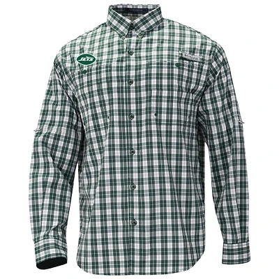 Men's Columbia  Green New York Jets Super Slack Tide Long Sleeve Button-Up