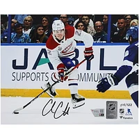 Cole Caufield Montreal Canadiens Autographed 8" x 10" White Jersey Shooting Photograph - Limited Edition of 122