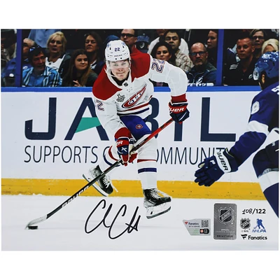 Cole Caufield Montreal Canadiens Autographed 8" x 10" White Jersey Shooting Photograph - Limited Edition of 122