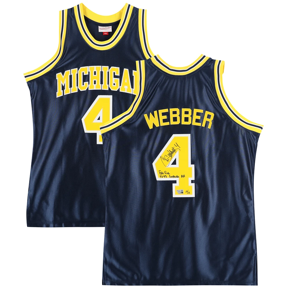 Chris Webber Michigan Wolverines Autographed Navy 1991 Mitchell & Ness Authentic Jersey with Multiple Inscriptions - Limited Edition of 25