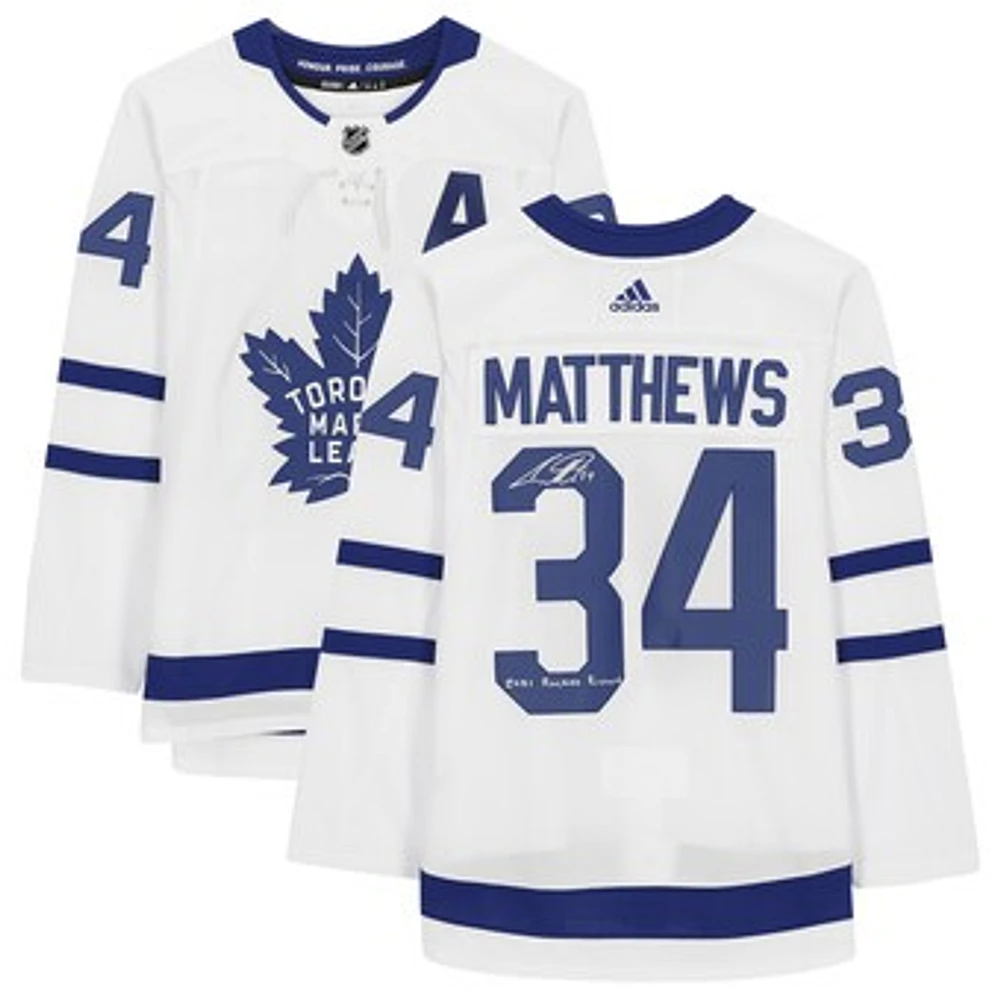 Auston Matthews Toronto Maple Leafs Autographed White adidas Jersey with "2021 Rocket Richard" Inscription