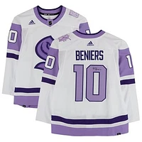 Matty Beniers Seattle Kraken Autographed Hockey Fights Cancer adidas Authentic Jersey