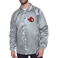 Men's Starter  Gray Ottawa Senators Printed Logo Coaches Full-Snap Jacket