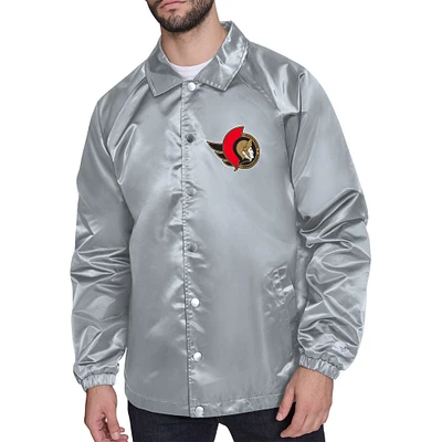 Men's Starter  Gray Ottawa Senators Printed Logo Coaches Full-Snap Jacket