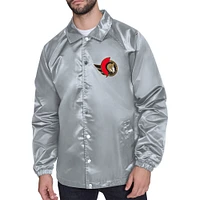 Men's Starter  Gray Ottawa Senators Printed Logo Coaches Full-Snap Jacket