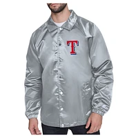 Men's Starter  Gray Texas Rangers Shield Logo Raglan Coaches Full-Snap Jacket