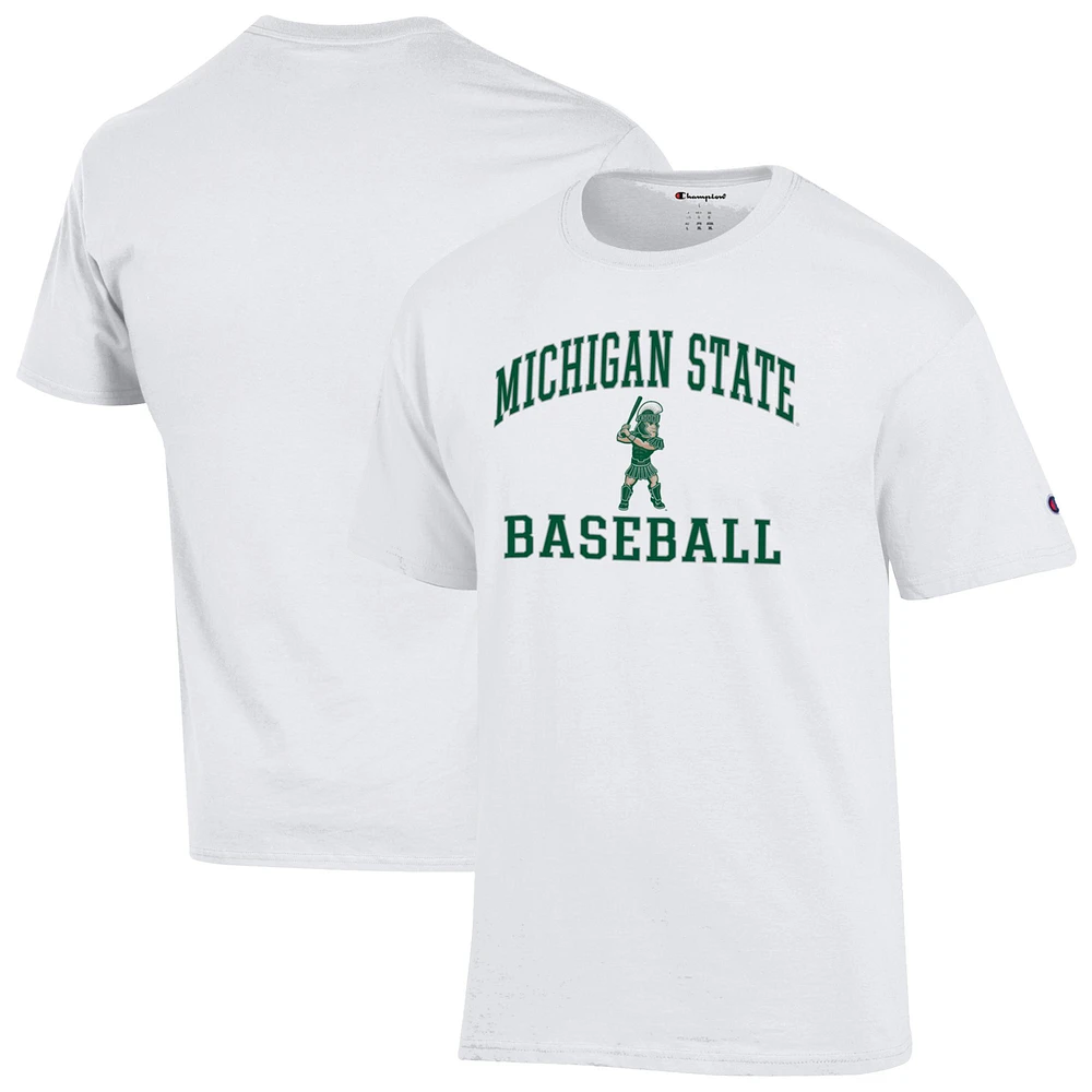 Men's Champion White Michigan State Spartans Baseball T-Shirt