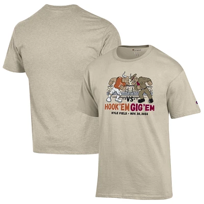 Men's Champion Oatmeal Texas A&M Aggies vs. Longhorns 2024 Lone Star Showdown Matchup T-Shirt