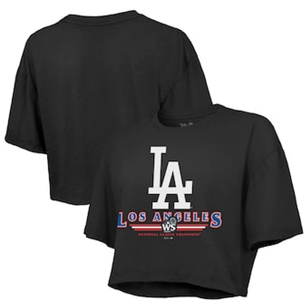 Women's Fanatics Black Los Angeles Dodgers 2024 National League Champions Cropped Boxy T-Shirt