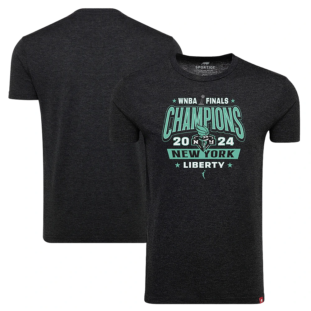 Unisex Sportiqe Heather Black New York Liberty 2024 WNBA Finals Champions Comfy Tri-Blend T-Shirt