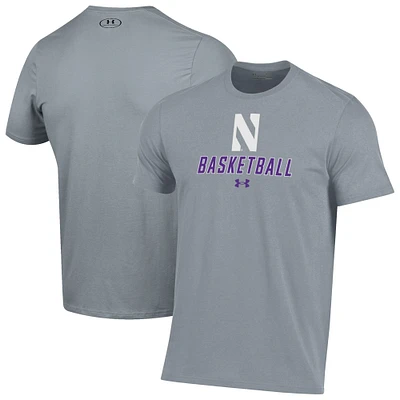 Men's Under Armour  Gray Northwestern Wildcats Basketball Performance T-Shirt