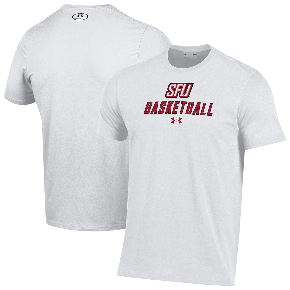 Men's Under Armour White Saint Francis Red Flash Basketball Performance T-Shirt