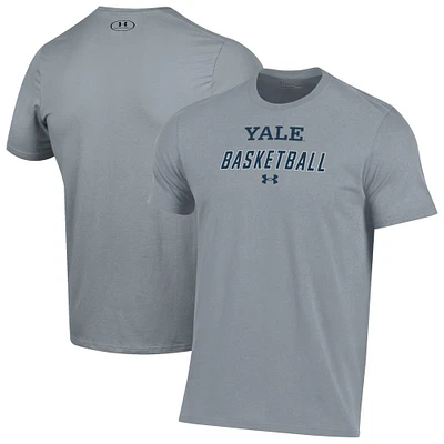 Men's Under Armour  Gray Yale Bulldogs Basketball Performance T-Shirt