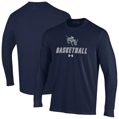 Men's Under Armour  Navy Colorado School of Mines Orediggers Basketball Performance Long Sleeve T-Shirt